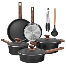 Ceramic Pots and Pans Set Non Stick - 10 Pcs Induction Cookware Toxic Healthy