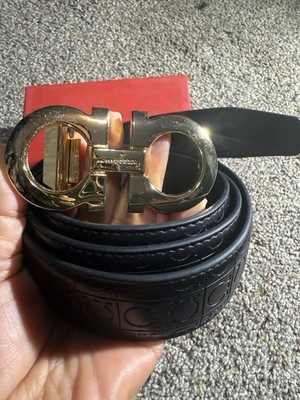 Salvatore Ferragamo  L Reversible Blue/Black Leather Belt