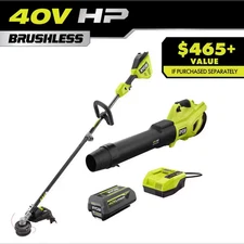 Ryobi 40V HP Leaf Blower & Trimmer Kit 650 CFM 160 MPH w/ Battery & Charger