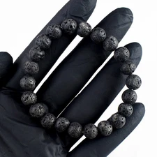Most Outstanding 83.Cts Lava Round Shape Beaded Stretchable Bracelet RK 39 E732