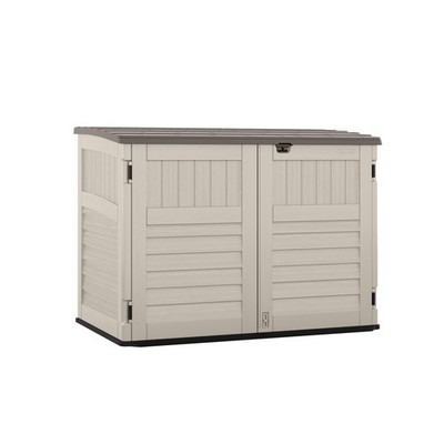 Storage Shed 3.7 ft x 3.7 Horizontal Stow Away Resin Suncast Natural