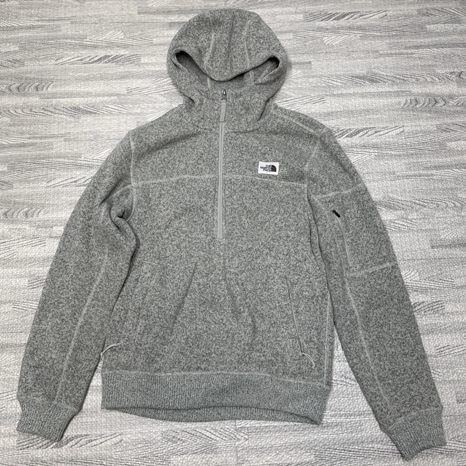 The North Face Mens Greenish/Gray 1/4 Zip Fleece Sweater Hoodie Jacket - Small
