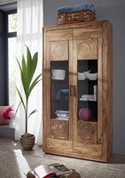 Vitrine Schrank Massivholz 103X201Cm Gebeizt Sheesham Massiv Holz NEU Ovp!!!!