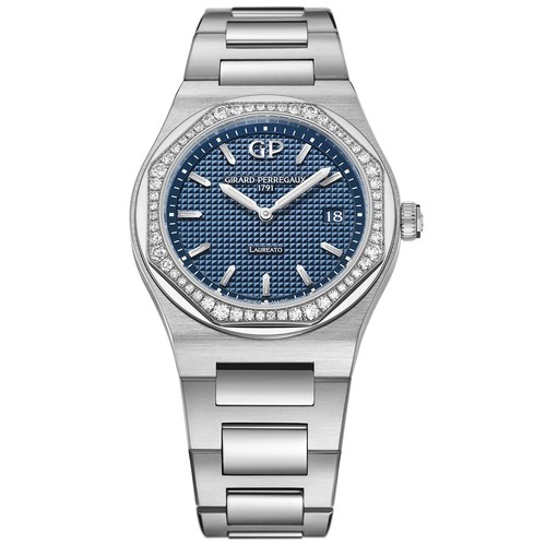 Girard Perregaux Laureato 34mm Diamond Bezel Steel Blue Dial 80189D11A431-11A