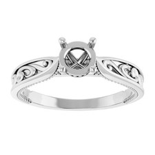 925 Sterling Silver Semi Mount Ring Setting Round 6mm Natural Zircon