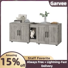 Wooden Cat Litter Box Enclosure: Dual Room, Hidden Design, 55  L x 17.7  W x 22.5  