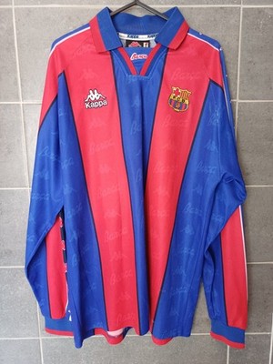 Original Kappa Long Sleeve Barcelona Football Shirt 1995 1996 1997 Large