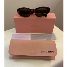 Miu Miu Cat Eye Tortoise Shell Sunglasses Brown Tinted Plastic Lens w/ Case Box