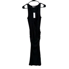 MICHAEL STARS Guilia Dress Size Extra Small Ultra Rib NWT Black Bodycon Midi 