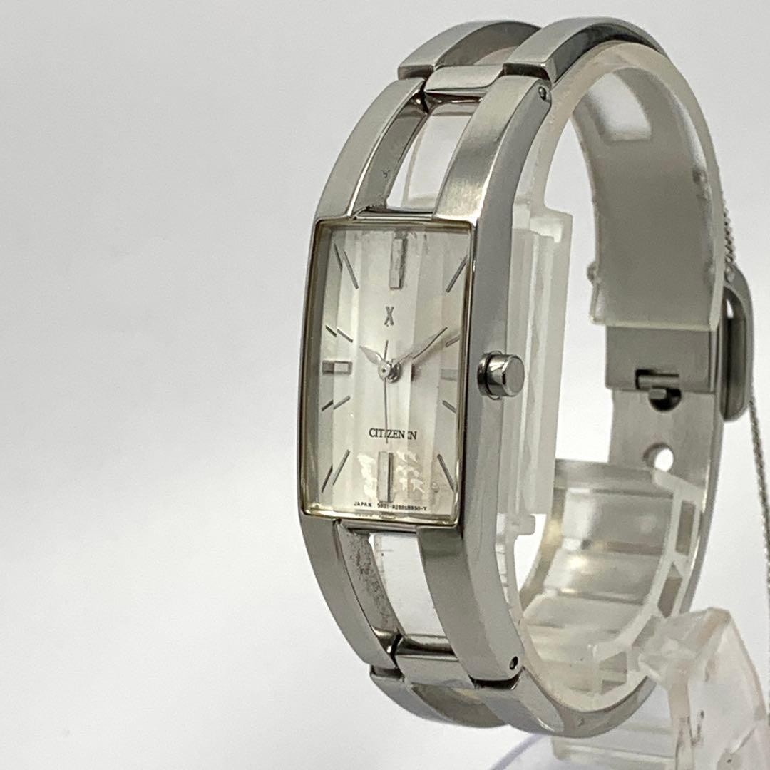 Citizen Quartz Watch Rectangular Silver Used CA11… - image 11