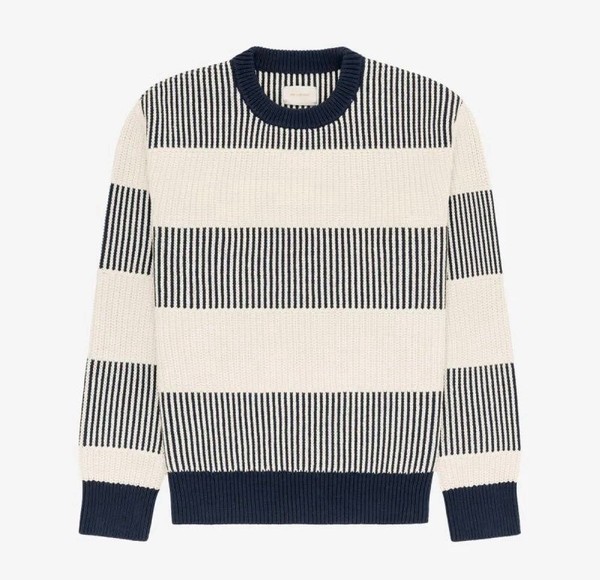 Aimé Leon Dore Striped Shaker Stitch Sweater Blue/White