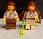 2 Lego Minfigure Star Wars Jedi Qui-Gon Jinn With Yellow Head & Lightsaber