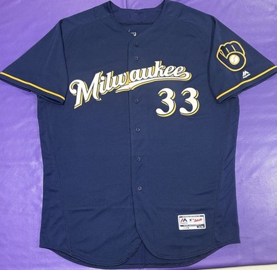 Authentic Brett Phillips #33 Milwaukee Brewers Pro Cut Majestic Jersey 52