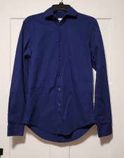 Calvin Klein Mens Slim Fit Long Sleeve Button Up Dress Shirt M 15 34/35 Formal