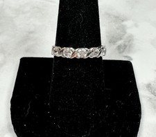 Sterling Silver Ring with Five Round CZs Separated by Twisted Silver - Size 8