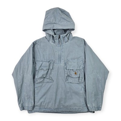 Carhartt WIP Berm Dyed Utility 1/2 Zip Anorak Jacke Blau Herren Medium 
