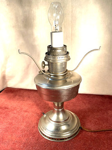 Vintage Aladdin Model 12 Mantle Table Lamp Nickel Plated Electrified Working