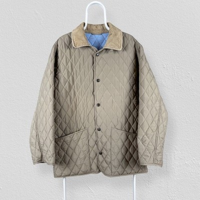 John Partridge Beige Quilted Jacket Corduroy Collar Country Mens Large
