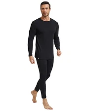 Men's Thermal Underwear Set - Fleece-Lined Base Layer Long Johns for Cold Wea...