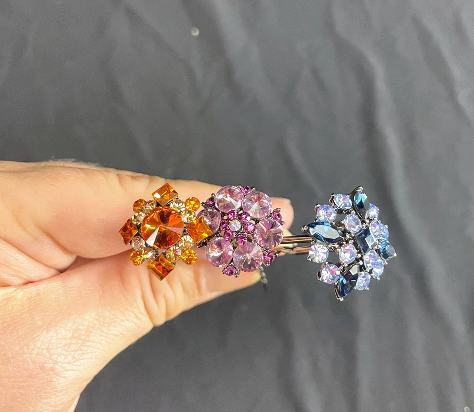 Lote de 5 alfileres para el cabello nupcial con estrás de cristal colorido boda graduación NUEVO Foto 3 de 4