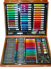 Art Kit Set Drawing Kids Teen Pencils Painting Crayon and Markers Wooden Case