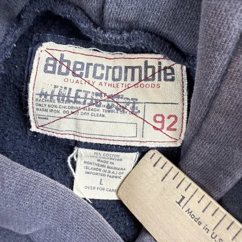 Винтажная молодежная большая темно-синяя баскетбольная толстовка с капюшоном Abercrombie 33 реглан выцветшая Y2K - Изображение 3 из 4