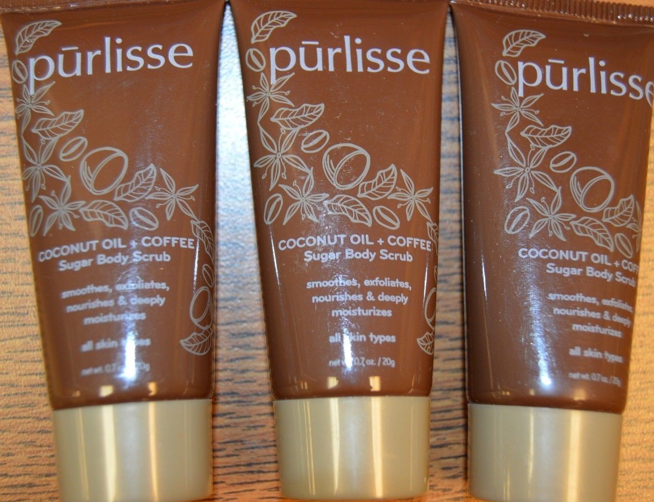 3x Purlisse Coconut Oil + Coffee Sugar Body Scrub Deluxe Sample .7 oz