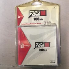 New Iomega Zip 100MB Disk Pack of 3 PC Sealed NEW Vintage
