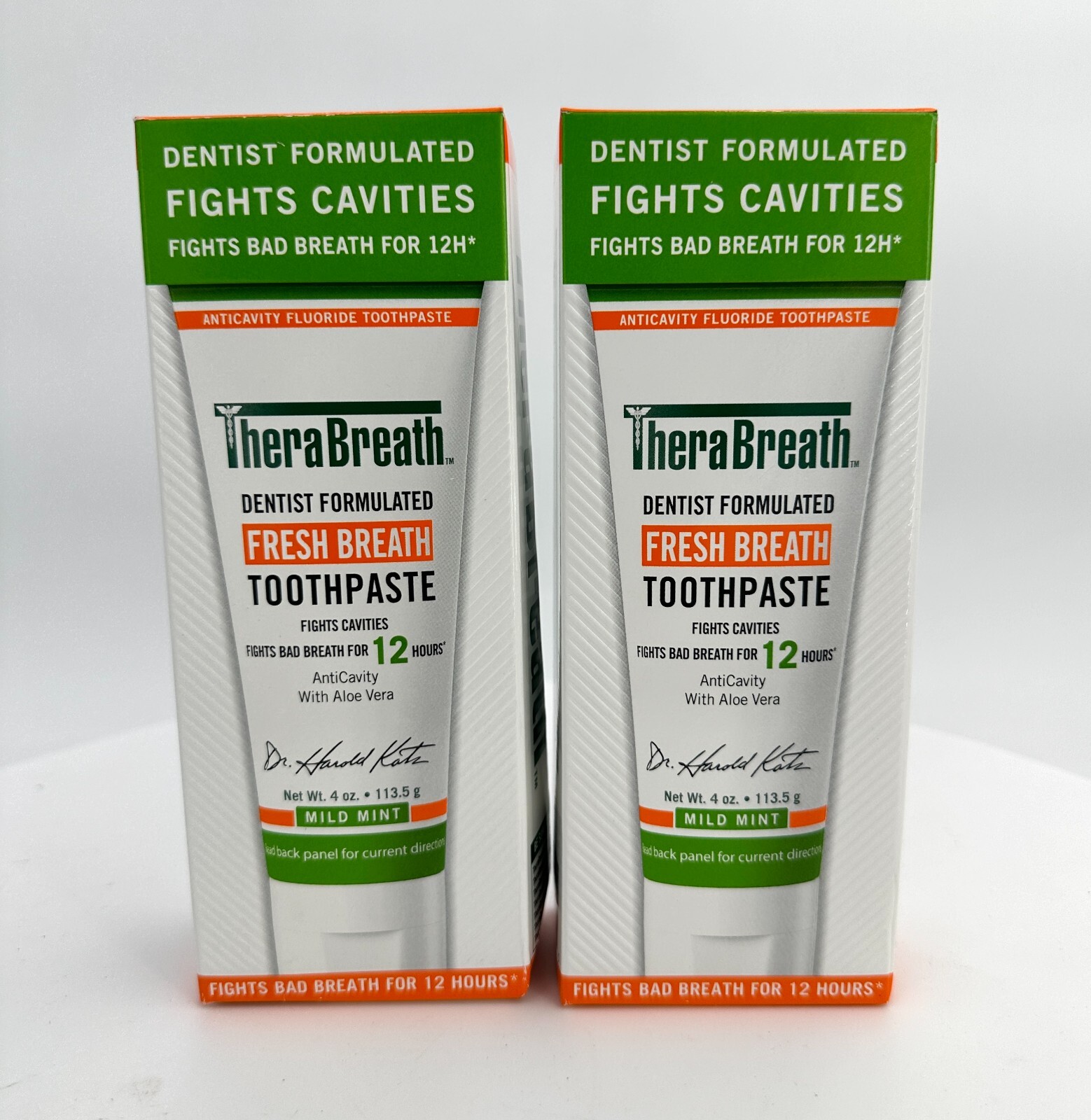(Lot of 2) Therabreath Fresh Breath Toothpaste Mild Mint 4 oz (EXP - 02 ...