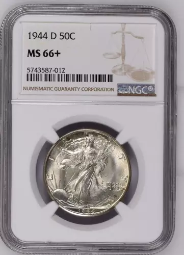 1944 D Walking Liberty 50c Silver Half Dollar MS66+ NGC Certified 5743587-012