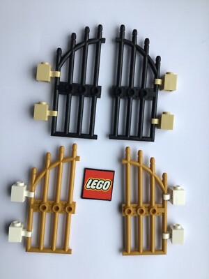 LEGO 2 Castle Gates Arched with Bars 1x4x9 and Hinges
