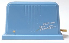 Vintage 50s Blue Plastic Toy Toaster Pop Up Play Kitchen Toaster AJ Desimone USA