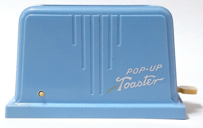 Vintage 50s Blue Plastic Toy Toaster Pop Up Play Kitchen Toaster AJ Desimone USA