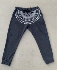 Rocawear Blak Joggers Sweat Pants Sz L Mens Gray White Circle Star Bottoms