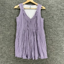 Old Navy Dress Women XS Purple Geometric Shift Short V-Neck Sleeveless Rayon