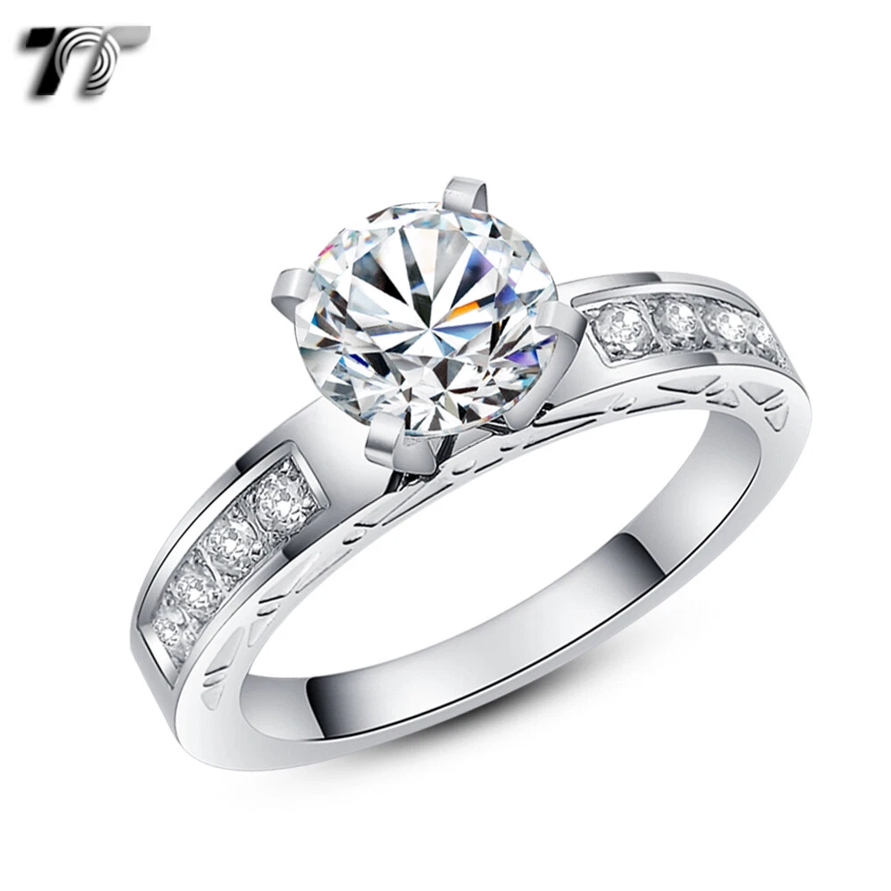 High Quality TT Stainless Steel 2 Ct Engagement Wedding Band Ring