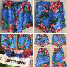Vintage Esprit Sport Shorts Rayon Hawaiian Look Floral Boxer Style S 80s