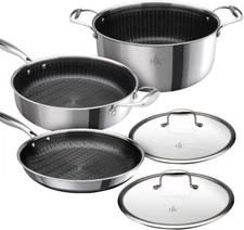 Hell's Kitchen 5 Piece Cookware Set 7.5qt Pot, 4qt Saute Pan, 11" Frying Pan NEW