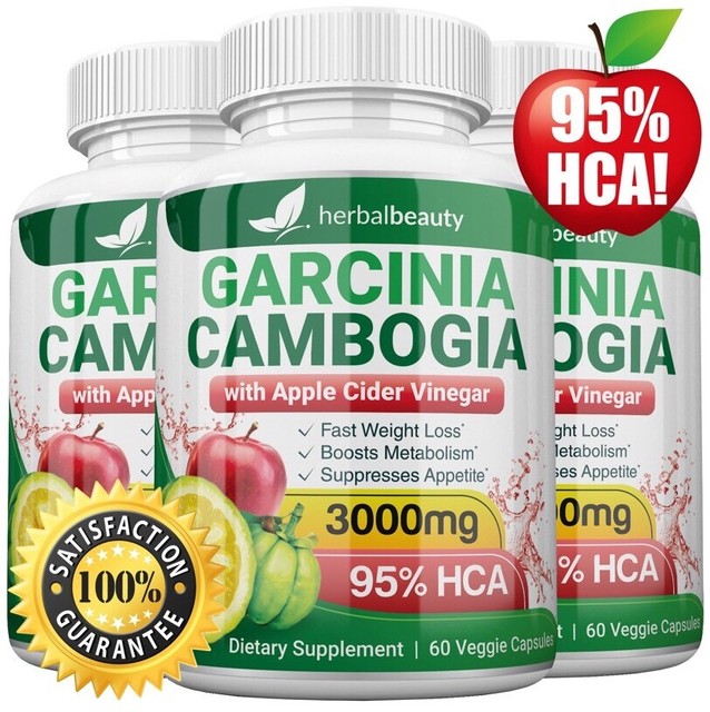 3 x Herbal Beauty GARCINIA CAMBOGIA 95 + APPLE CIDER VINEGAR Weight