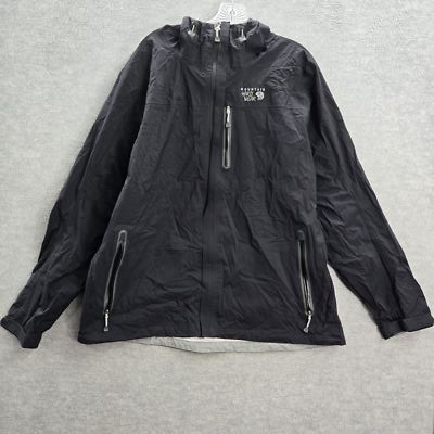 Mountain Hardwear Men Jacket XL Black Stretch Typhoon Rain Ripstop Hooded READ