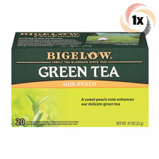 1x Box Bigelow Natural Green Tea With Peach | 20 Pouches Per Box | .91oz