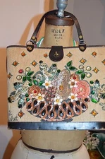 vintage enid collins texas canvas shoulder purse handbag FRUIT BASKET