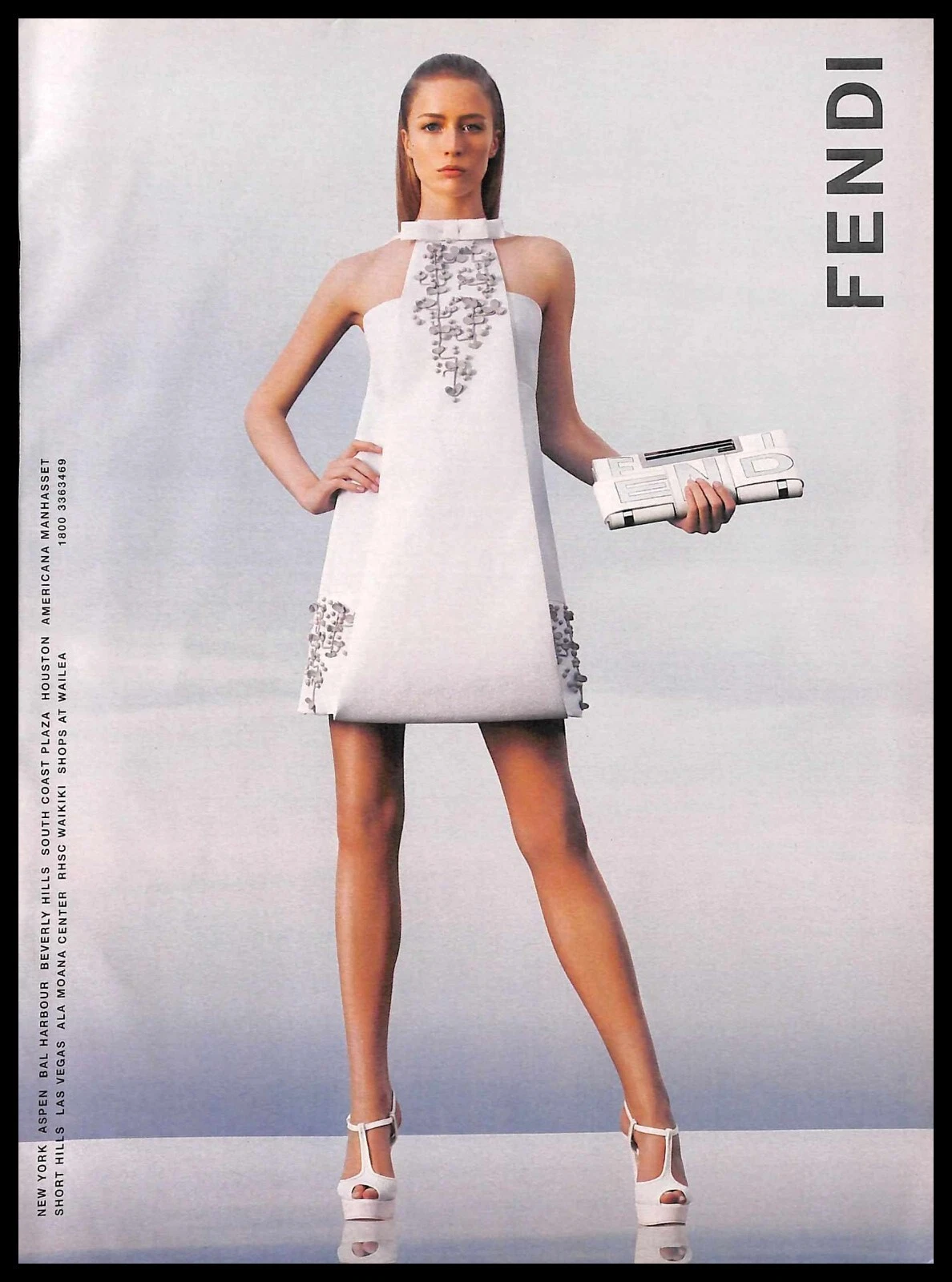 2007 Fendi Moda Donna STAMPA ANNUNCIO Modello Abito Borsa a Pochette