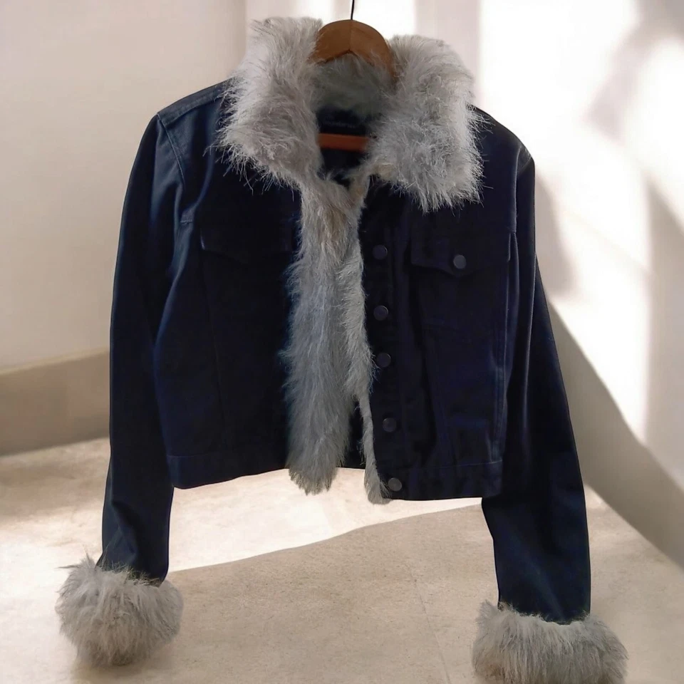  Chaqueta de mezclilla negra de piel sintética No Boundaries Y2K talla XL Jrs.  Foto 2 de 4