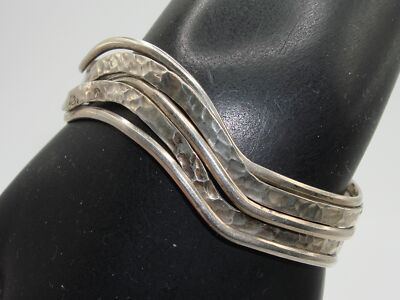 VINTAGE ARTISAN CRAFTED 950 STERLING SILVER CUFF BRACELET!