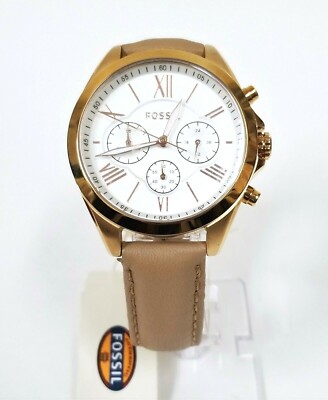 NEW FOSSIL COURIER ROSE GOLD TONE,TAN 