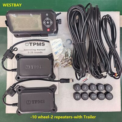 #ad 10 Sensors TPMS Tire Pressure Monitoring System for RV Motor home Caravan Trucks $298.00