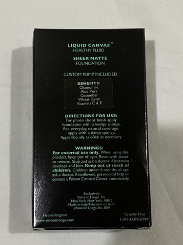 New Vincent Longo Liquid Canvas Healthy Fluid Sheer Matte Foundation #12 "Topaz" - Picture 3 of 5