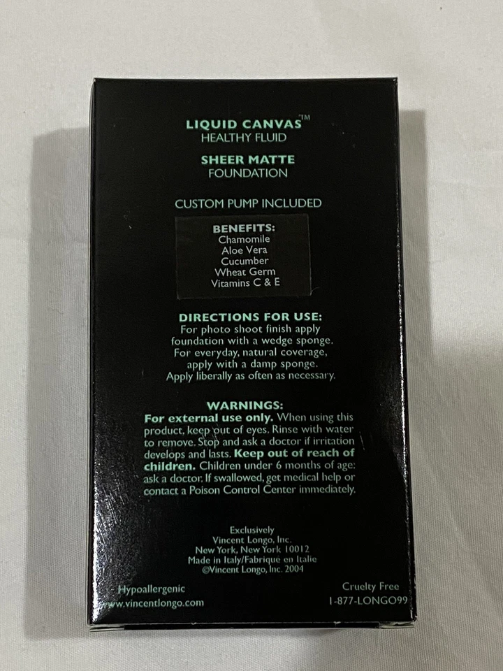 New Vincent Longo Liquid Canvas Healthy Fluid Sheer Matte Foundation #12 "Topaz" - Image 3 of 4