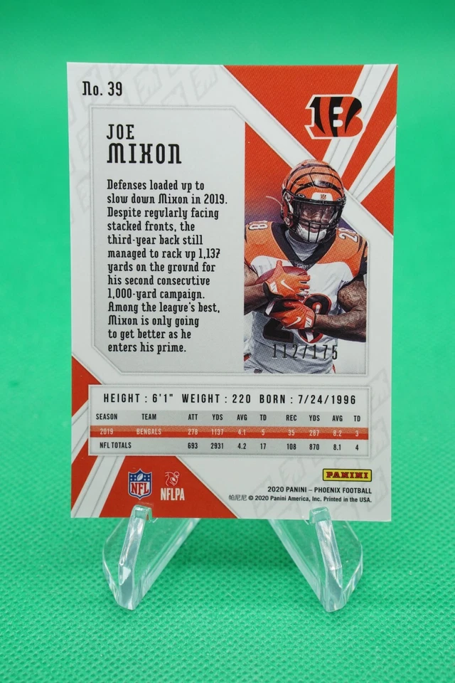 2020 Phoenix Base Teal SP /175 #39 Joe Mixon Cincinnati Bengals BG6 - Image 2 of 2